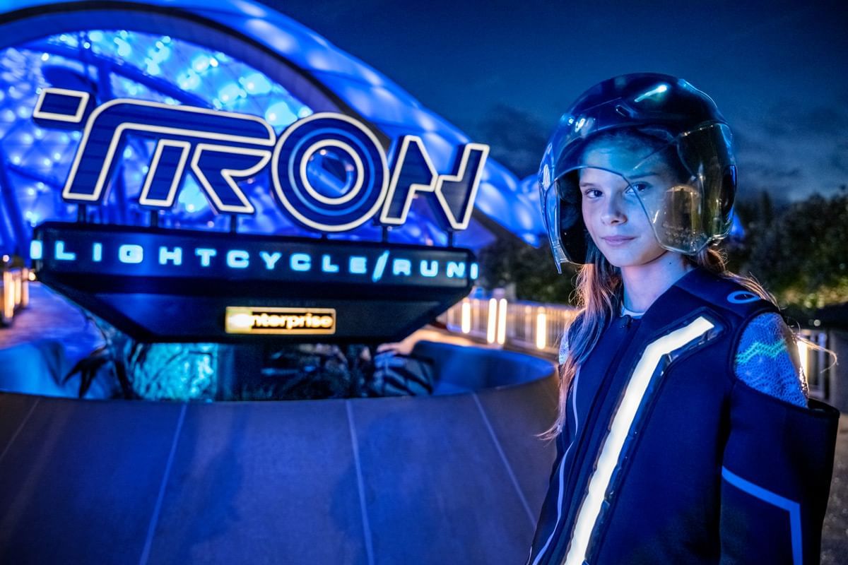 Tron light cycle ride at Walt Disney Worlds Magic Kingdom near Lake Buena Vista Resort Village & Spa