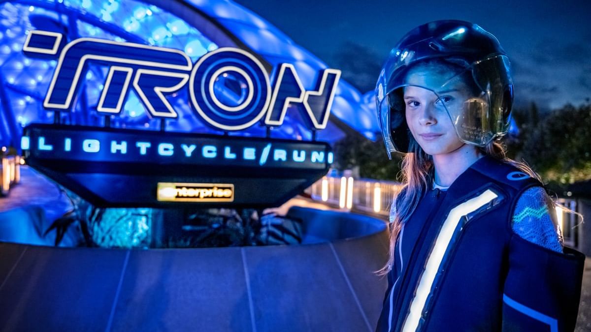 Tron light cycle ride at Walt Disney Worlds Magic Kingdom near Lake Buena Vista Resort Village & Spa