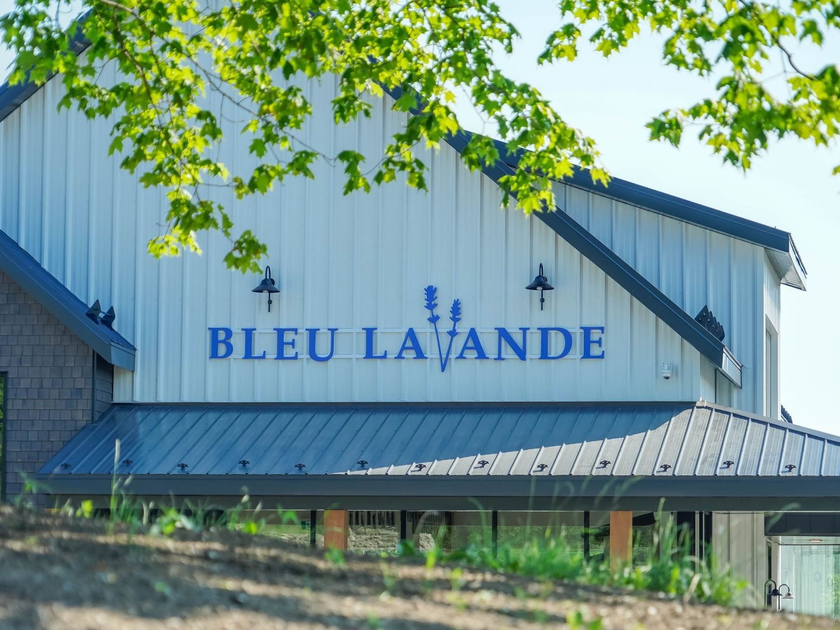 Exterior of the Bleu Lavande winery near Quartier Des Marinas
