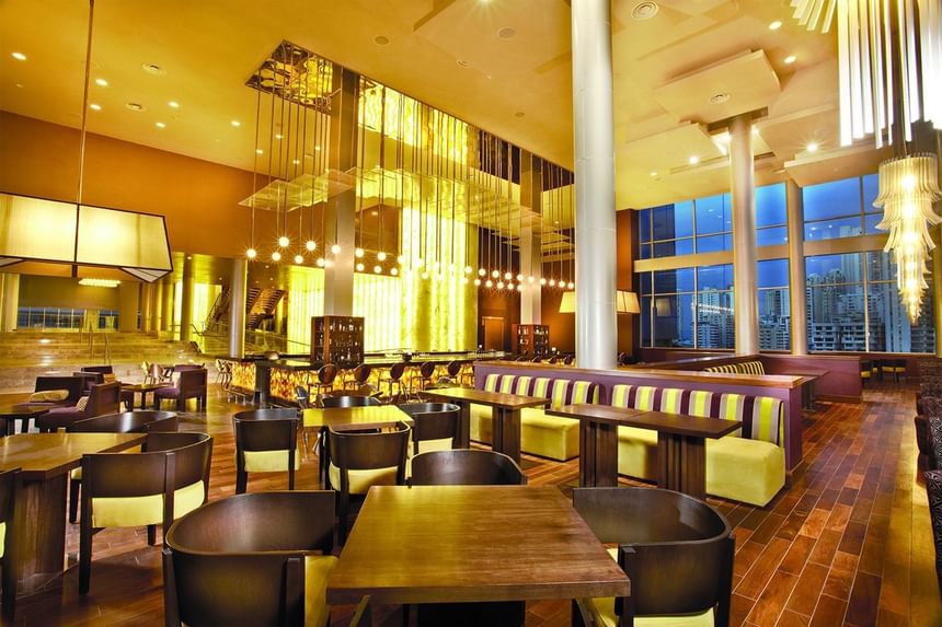 An elegant dining area arranged at Megapolis Hotel Panama