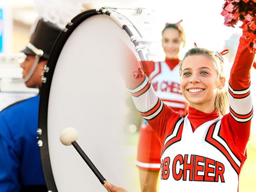 Base drum and a cheering girl at Lake Buena Vista Resort Village & Spa