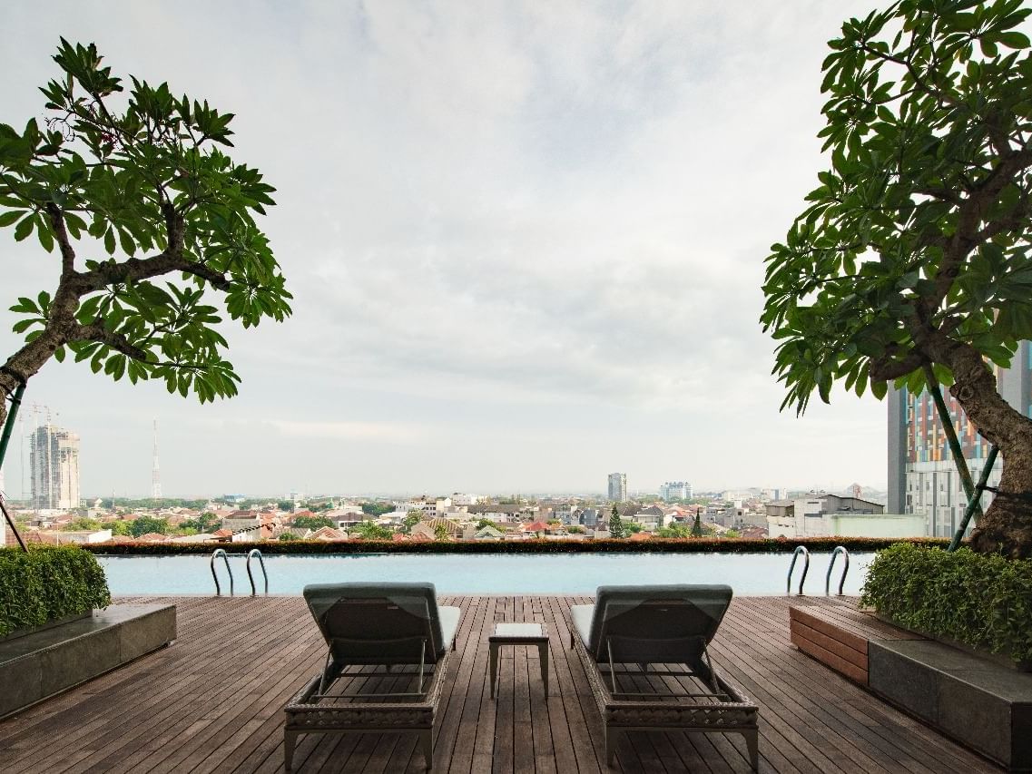 Infinity Swimming Pool with pool beds at Vasa Hotel Surabaya