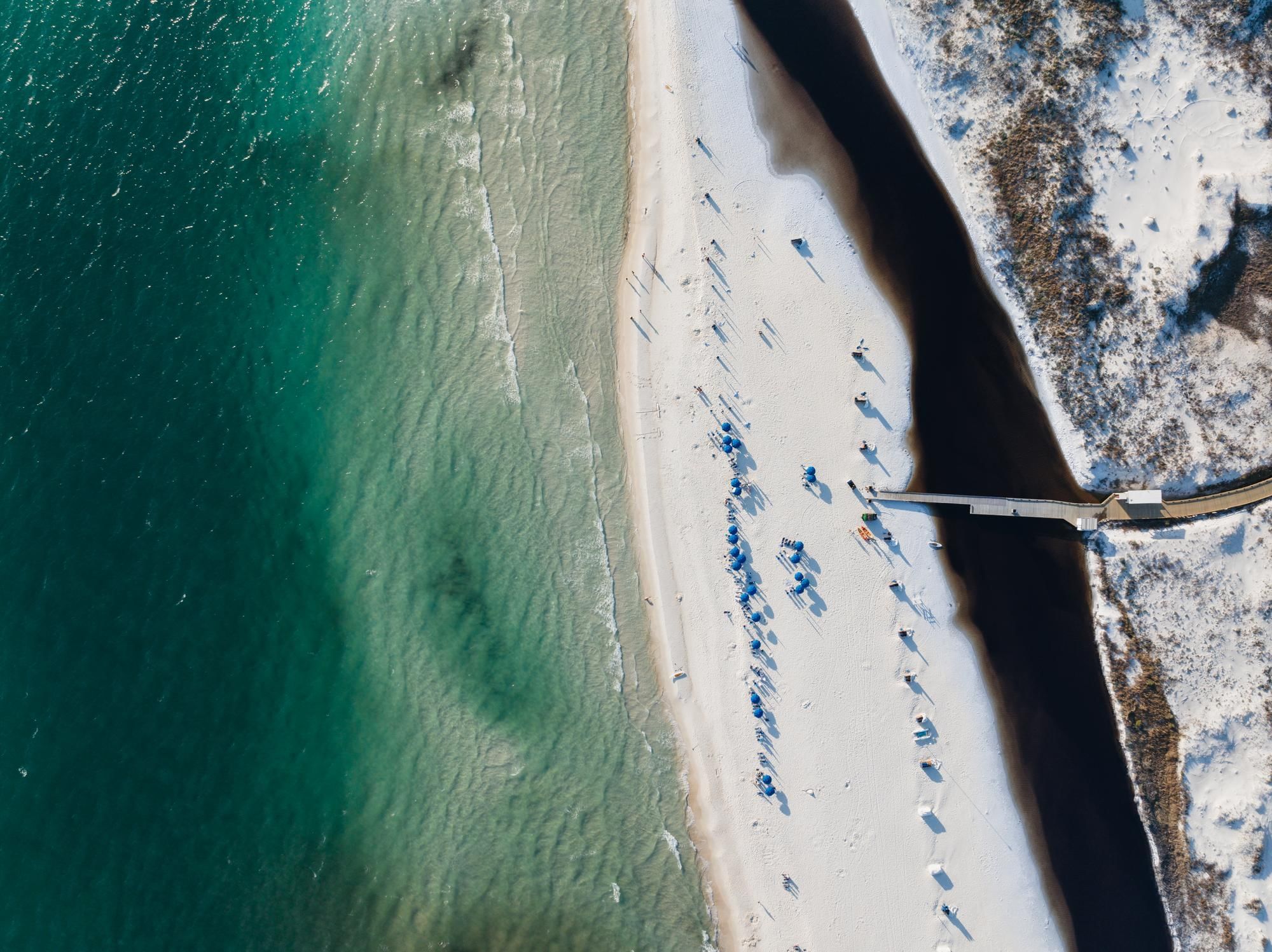 Bird's eye view of the Watersound Beach Club private beach