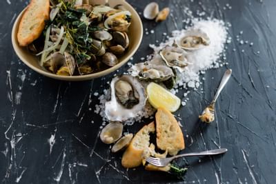 Oysters served at the Restaurant in Alderbrook Resort