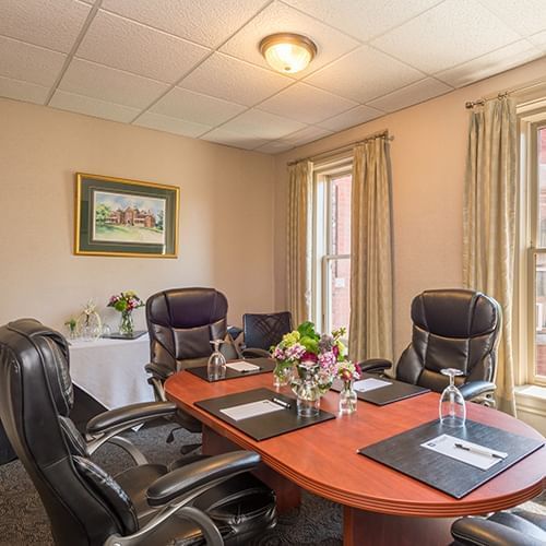 Table setup in a meeting room at The Centennial Hotel