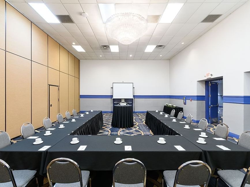 U-shaped table arranged in Zeus Ballroom at Alexis Park Resort 