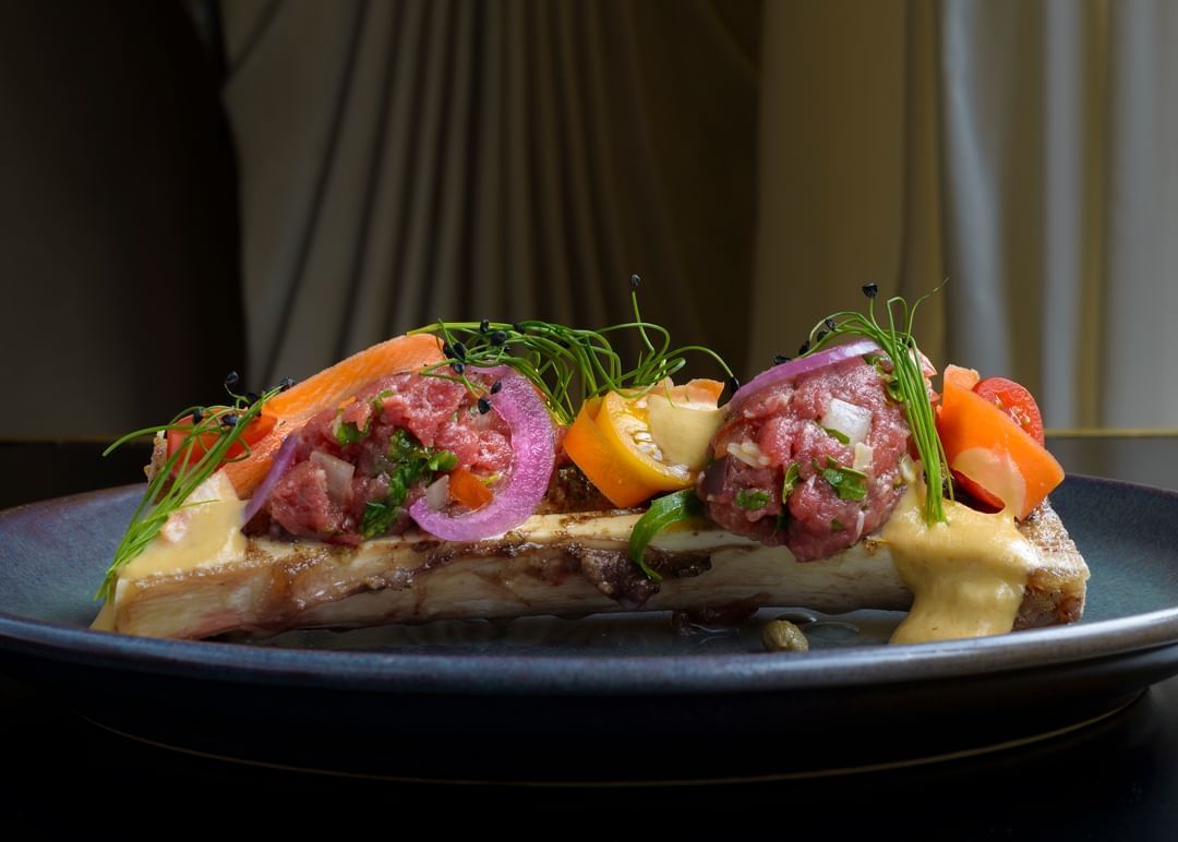 Close-up of Greek beef tartare served in The Avenue at Hotel Barsey by Warwick - Brussels