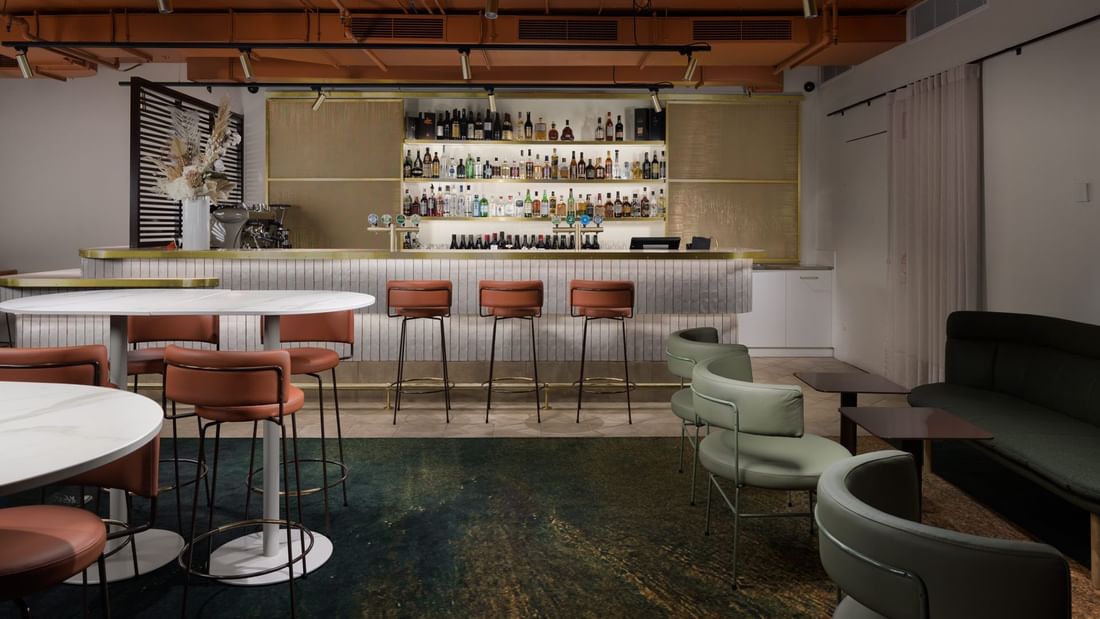 Bar set-up in Eva's Restaurant & Bar at Pullman Melbourne City
