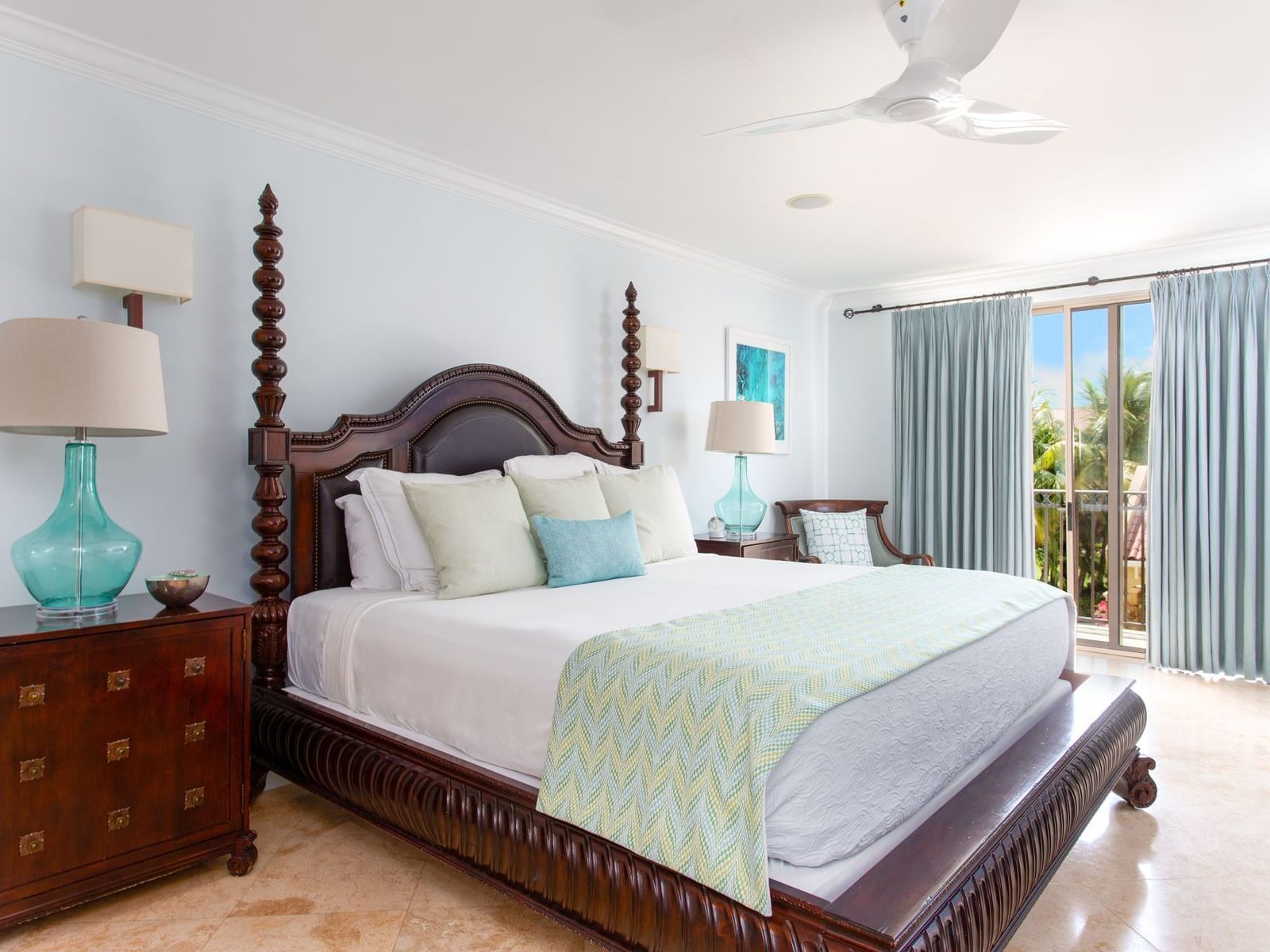 King bed in 2 Bedroom Ocean view room at Somerset On Grace Bay