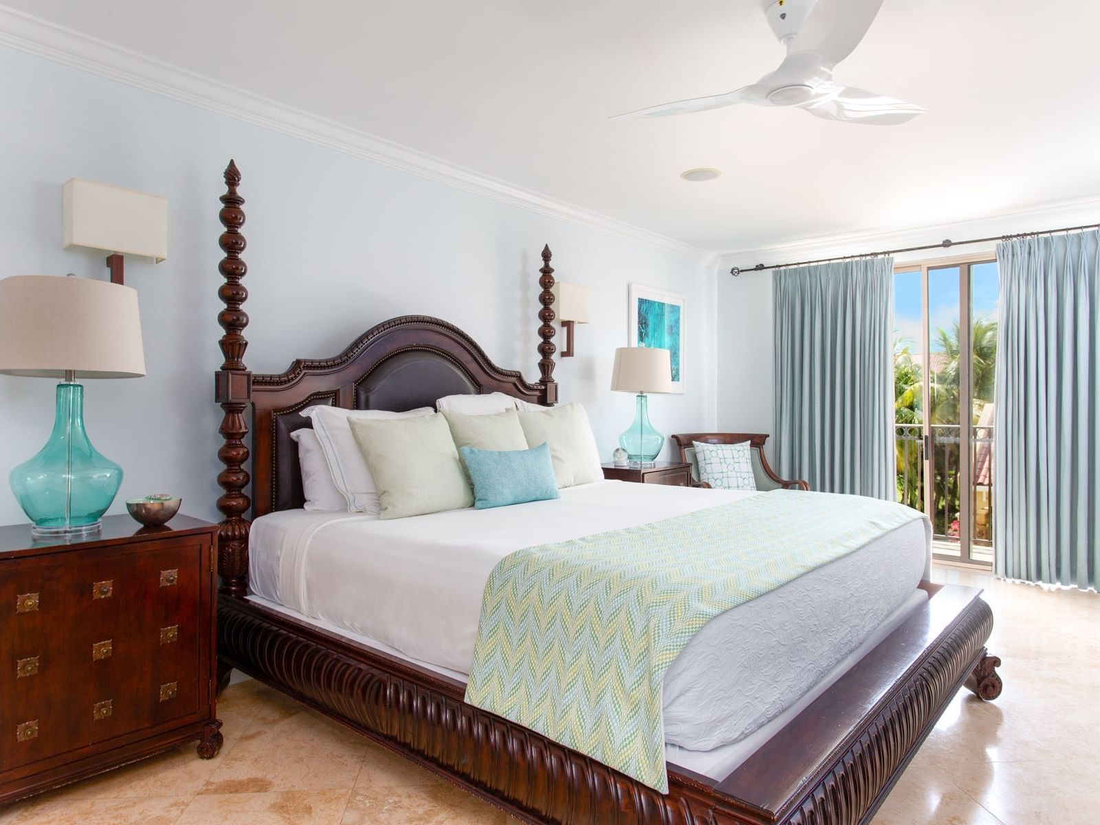 King bed in Two Bedroom Ocean view room at Somerset Grace Bay