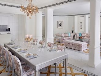 Dining table setup in 3-Bedroom Penthouse at Palazzo Versace