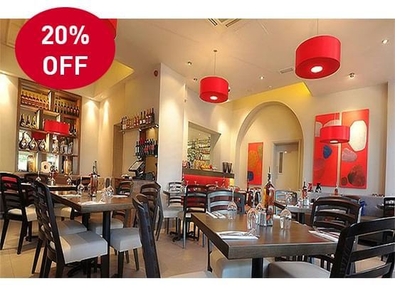 20% off for foods at the Villagio restaurant near Hotel Luma