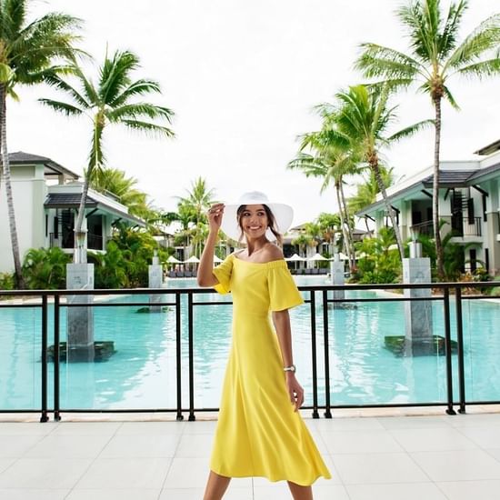 Girl enjoying at Pullman port douglas sea temple resort & spa