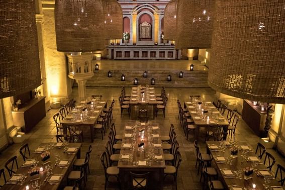 Dining area of a ballroom at Hotel Charleston