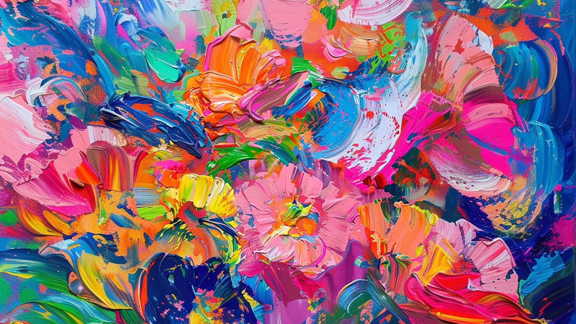 abstract colorful flower painting