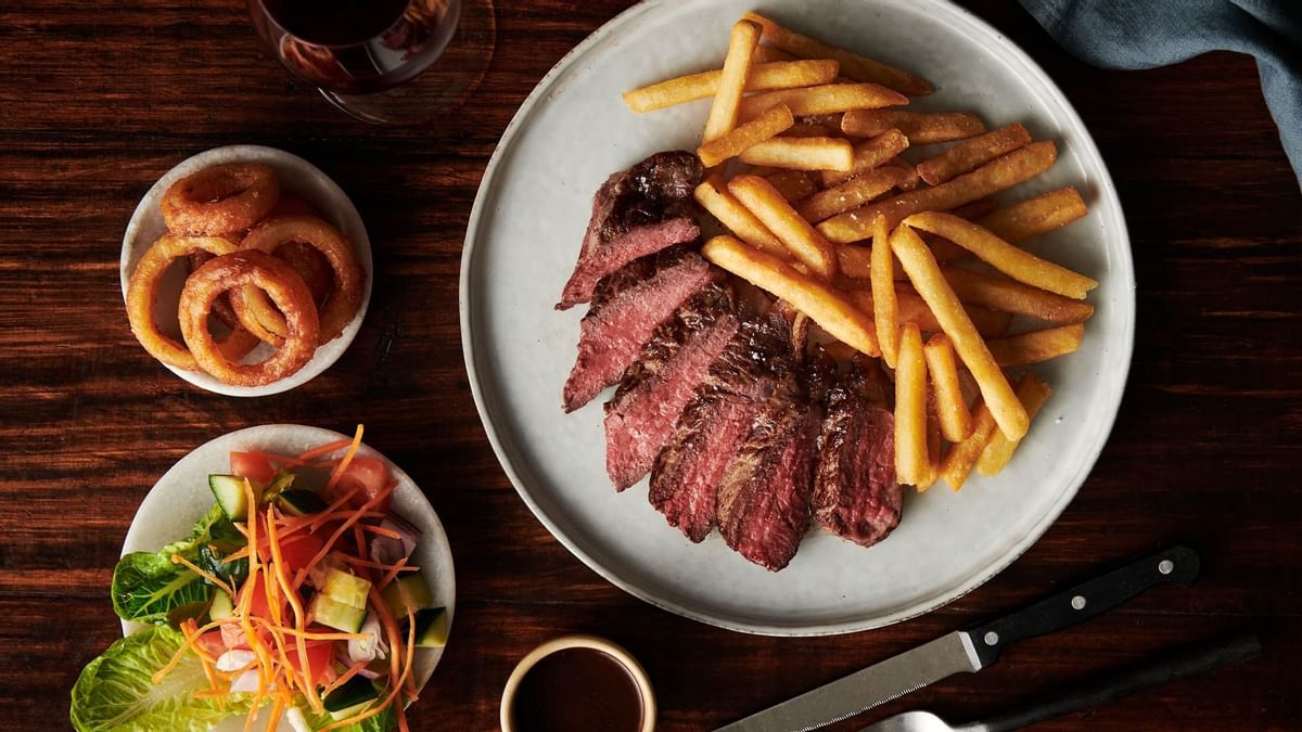 Close-up of served dishes in The Pub at Crown Hotel Melbourne