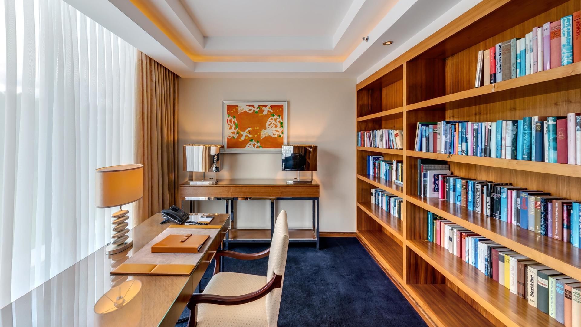 Work space & books in Infinity Suite at Falkensteiner Hotels