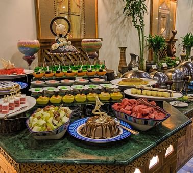 The dessert aisle in Dumani Restaurant at Gilgit Serena Hotel