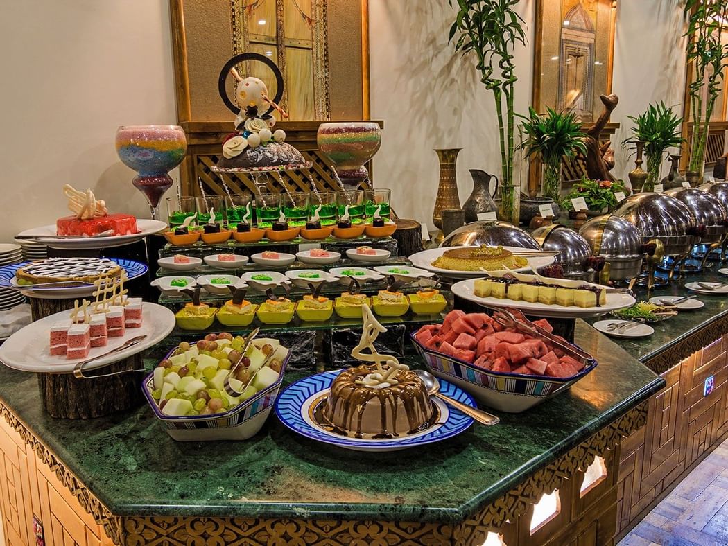 The dessert aisle in Dumani Restaurant at Gilgit Serena Hotel