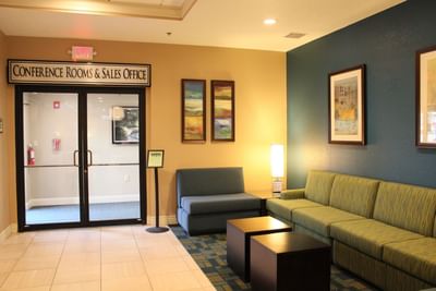 Conference room entrance waiting area at Rosen Inn International