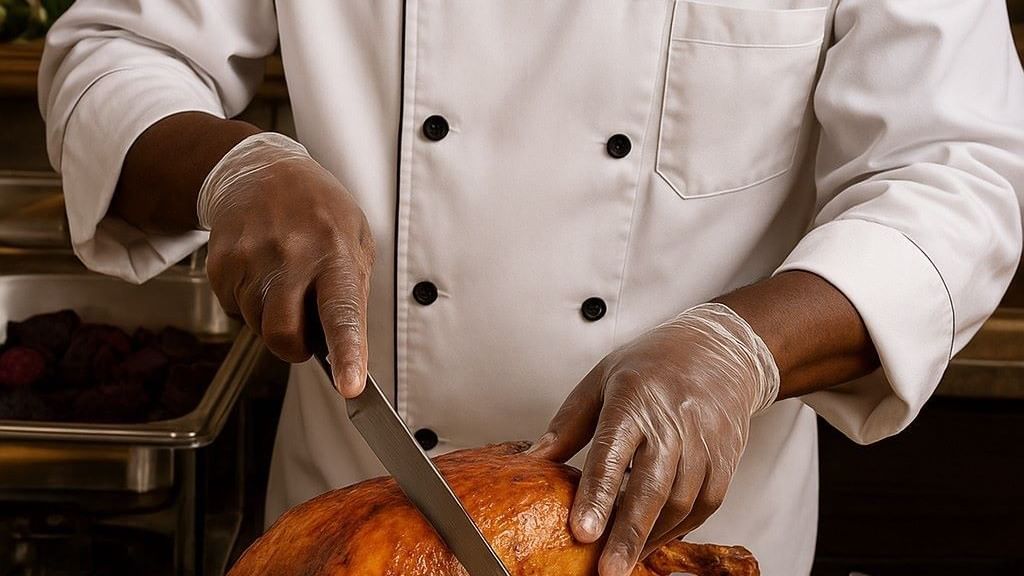 Chef carving a turkey for the Bloom into Easter Brunch at Warwick Paradise Island - Bahamas, Nassau.