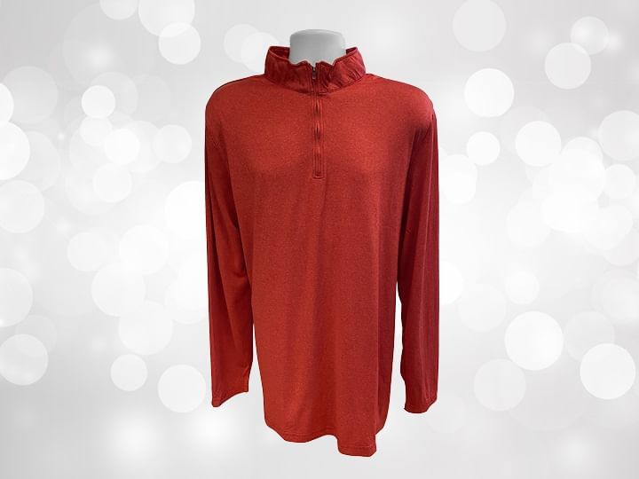 Long Sleeve Zippered Red Pullover