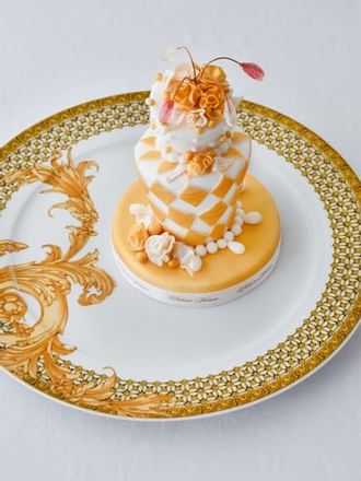 Close-up of dessert for new year's eve at Palazzo Versace Dubai 