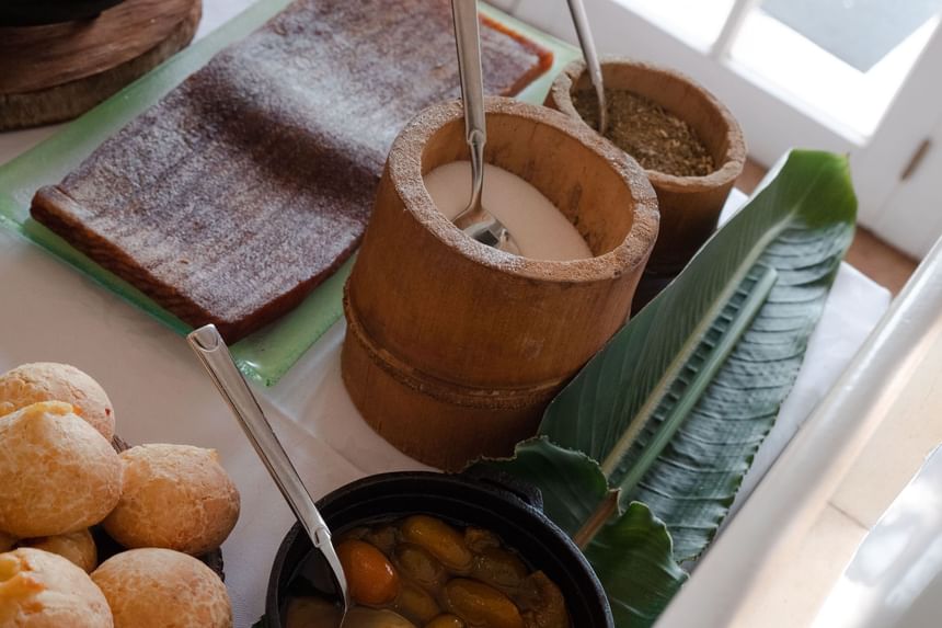 Close-up of traditional snacks kit at Grand Hotels Lux