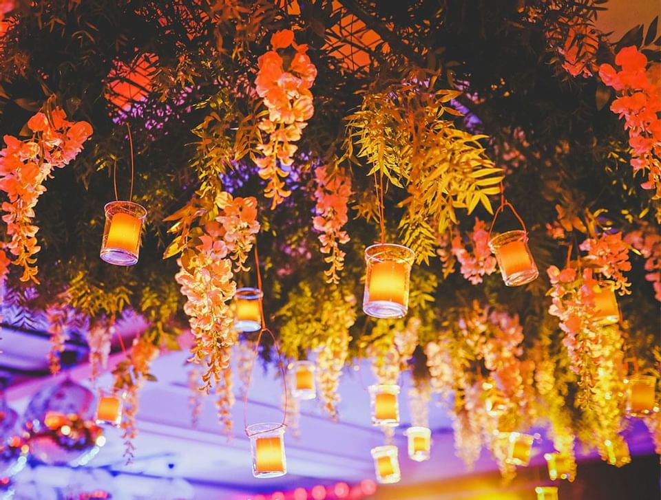 Hanging candles & flower decors at Hotel Emperador Buenos Aires