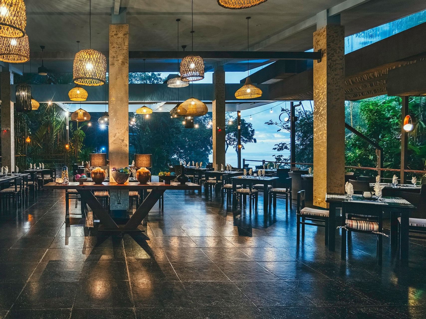 Arranged dining area of Karolas Restaurant & Bar at Los Altos Resort