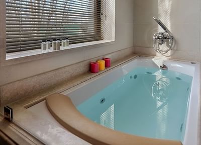 The Indus Valley Suite with a bathroom bathtub at The Indus Valley Leh, Hotel Stay in Leh