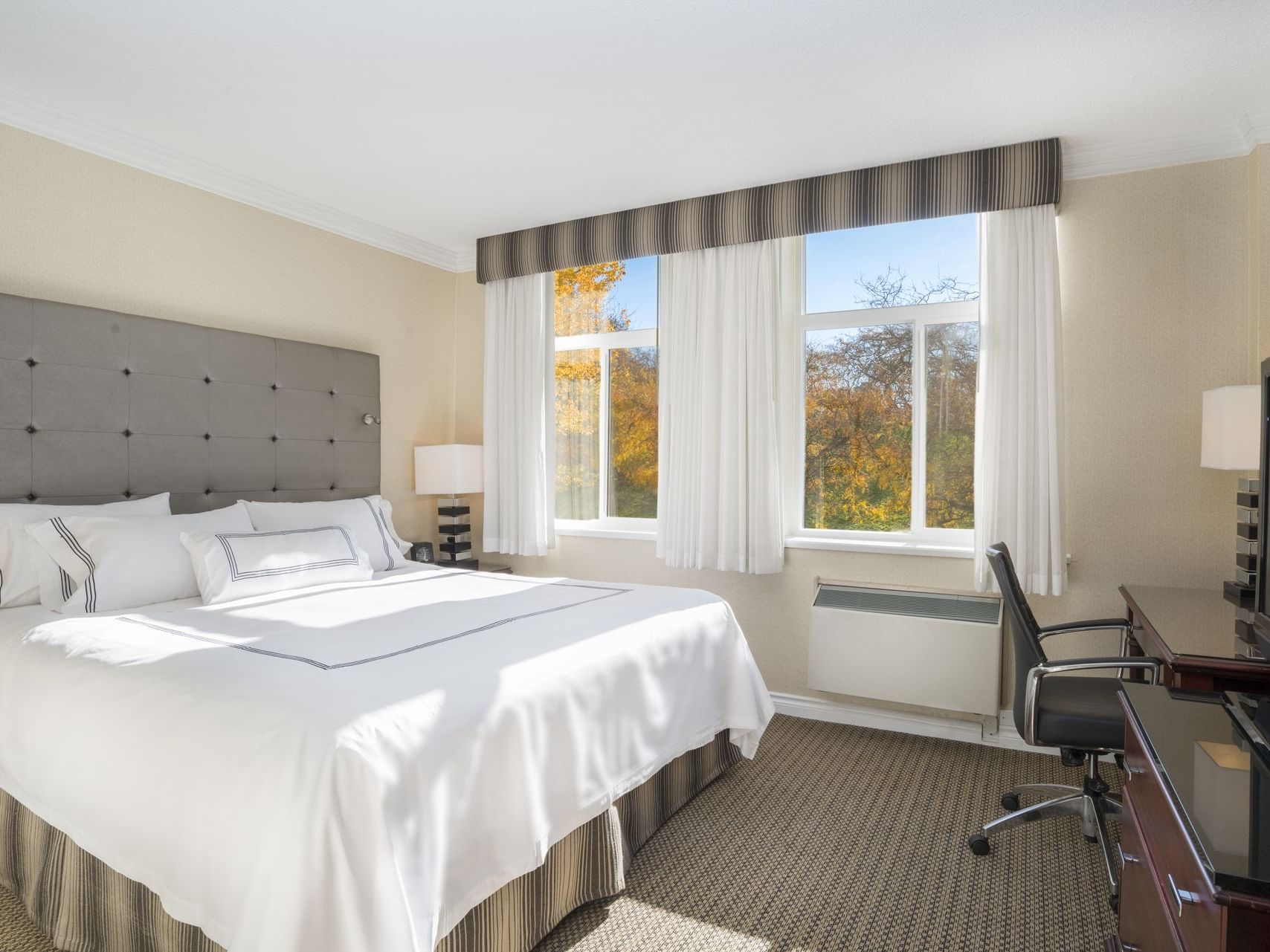 View of Granville Island King bedroom at Granville Island Hotel