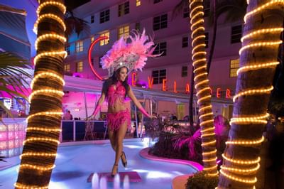 Female dancer performing at Clevelander South Beach Hotel