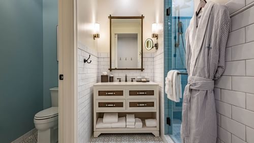 Lavatory by the bathroom vanity area in Golf View King Room at Camp Creek Inn