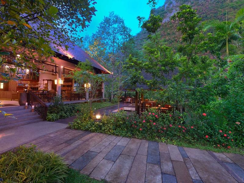 Exterior view of Pomelo Restaurant at The Banjaran Hotsprings Retreat