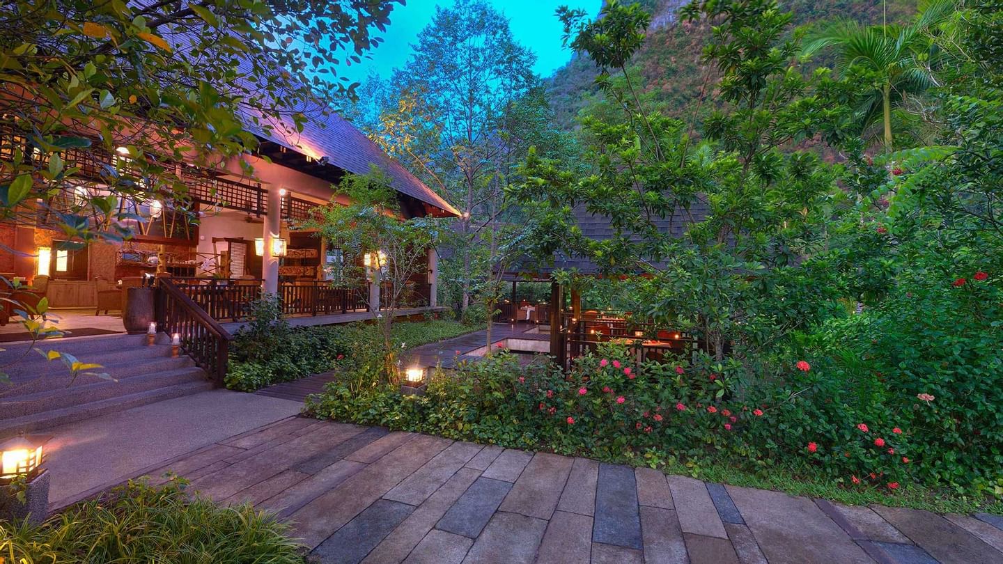 Exterior view of Pomelo Restaurant at The Banjaran Hotsprings Retreat