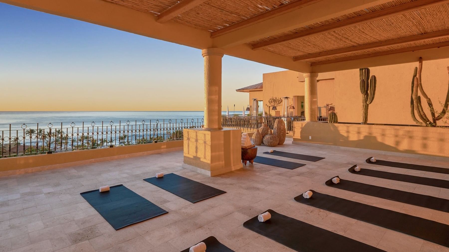 Outdoor massage cabin with mattresses & ocean view at Grand Fiesta Americana