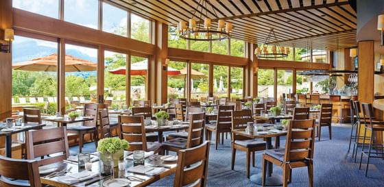 Dining area of the Roost Restaurant at Topnotch Stowe Resort