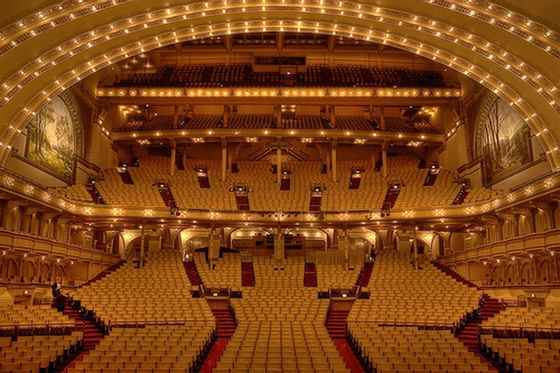 Interior of Auditorium Theater with chairs near Congress Plaza