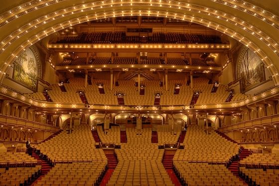 Interior of Auditorium Theater with chairs near Congress Plaza