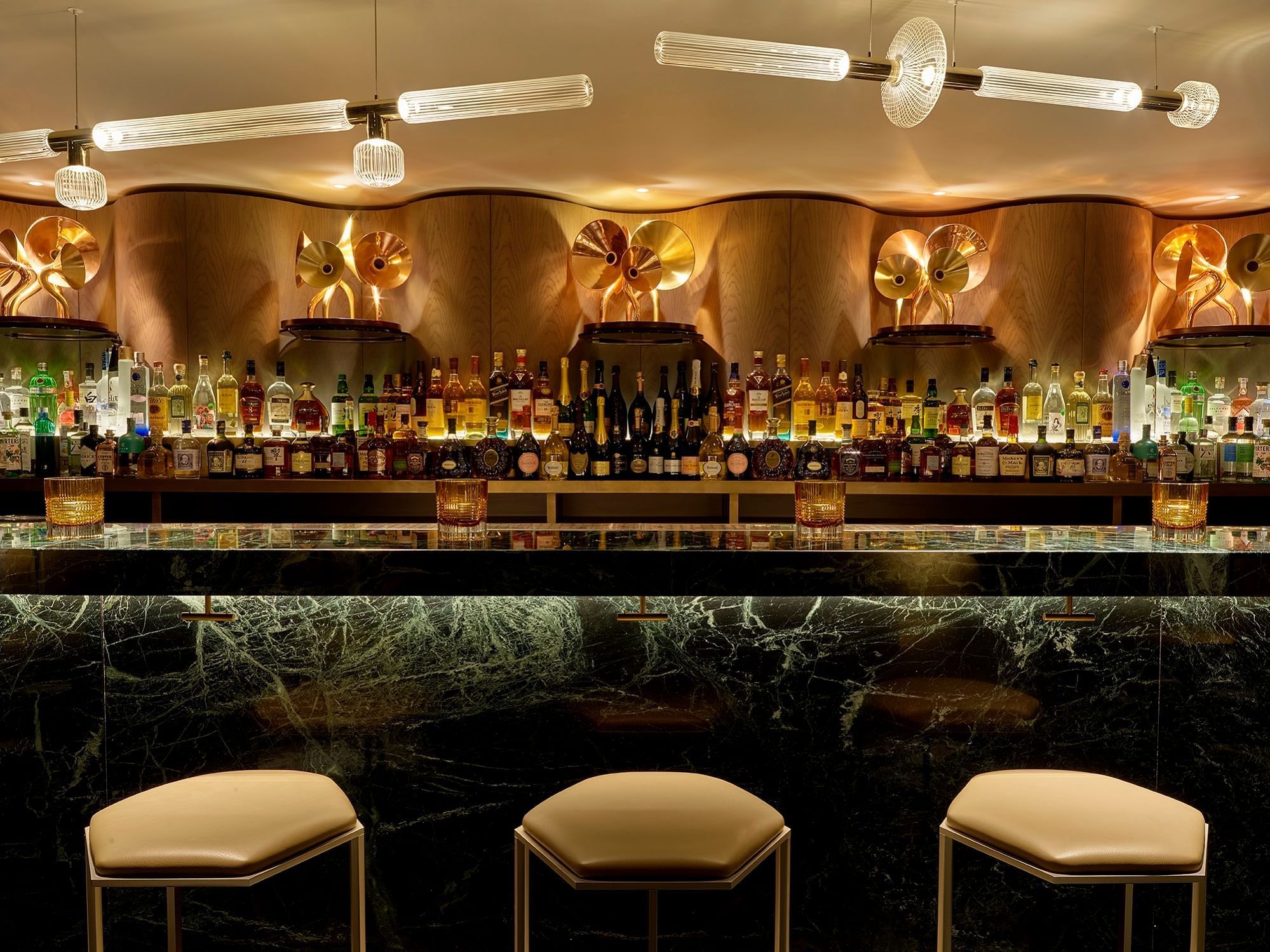 Concept design of the Green Room Bar at The Londoner Hotel