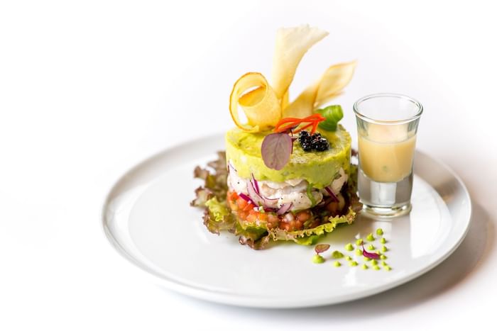 Avocado Tower dish served at Hideaway Rio Celeste