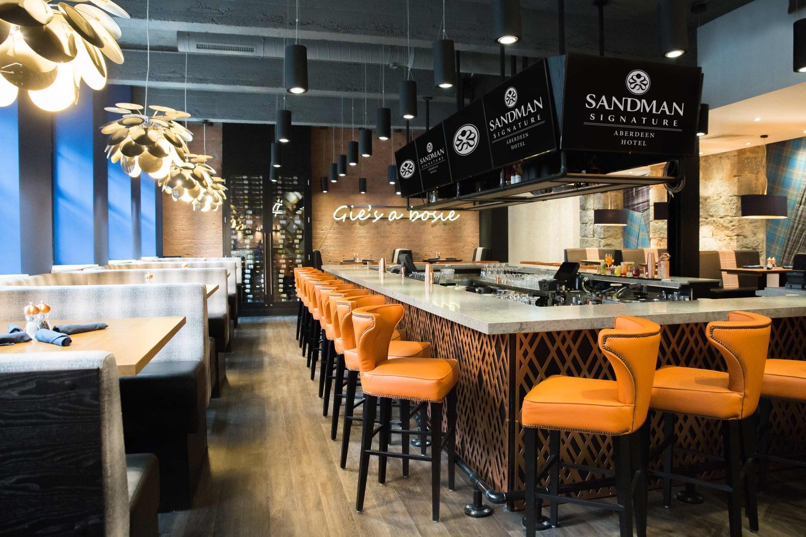 The Dining Area at at the Sandman Signature Aberdeen Hotel with
