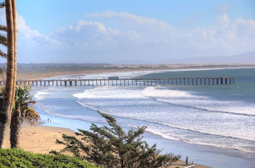 Distant view of Prismo Pier near SeaCrest Oceanfront Hotel Pismo Beach