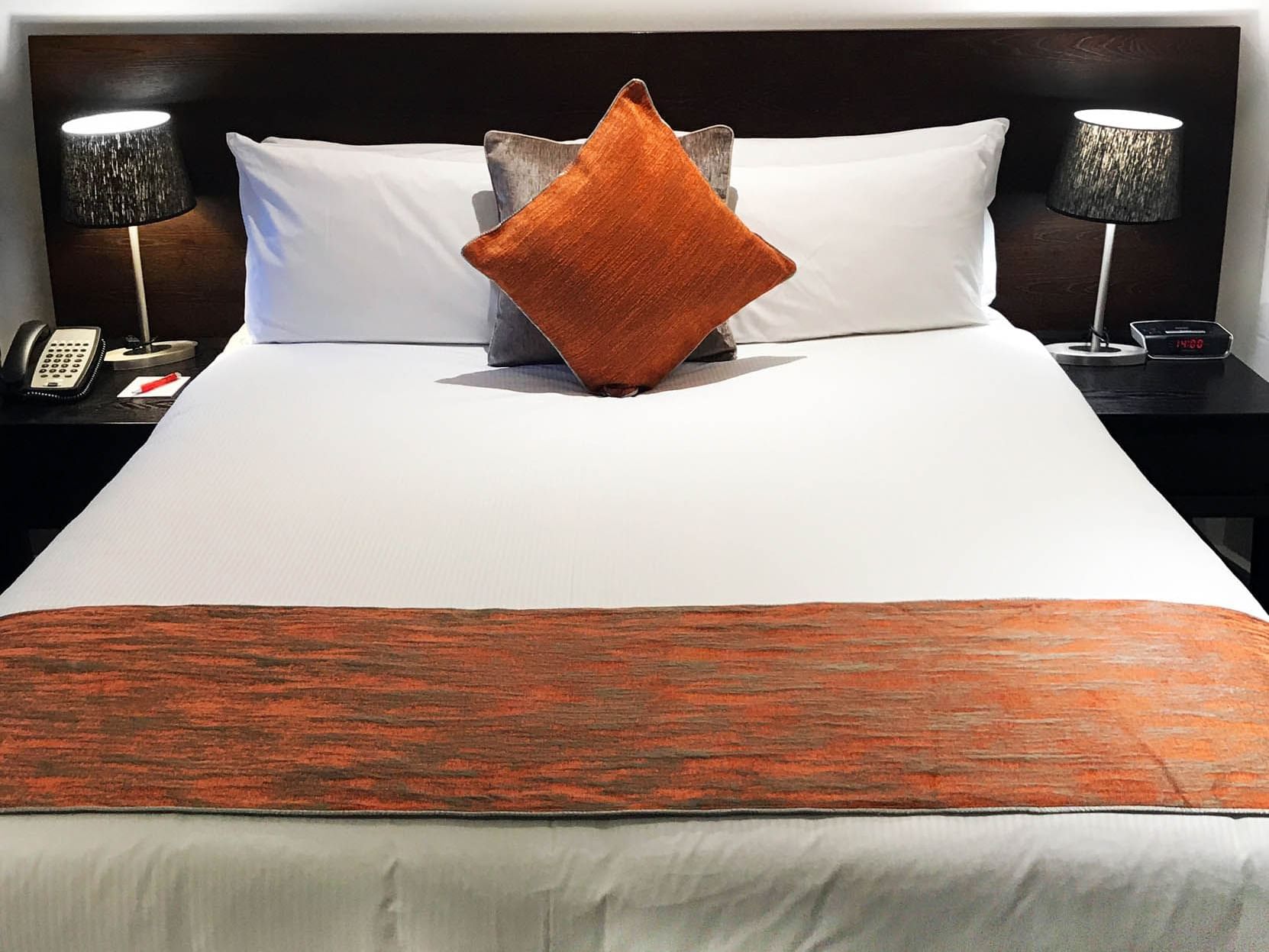 Close-up of a bed in Superior King Room at Hotel Grand Chancellor Melbourne