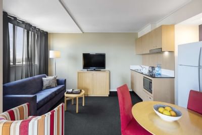 Fully furnished apartment interior at Nesuto Hotels