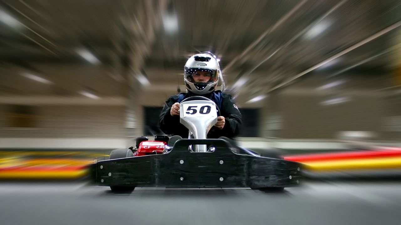 Man sitting in a go kart