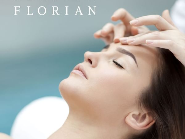 woman getting a facial with text that says kerstin florian