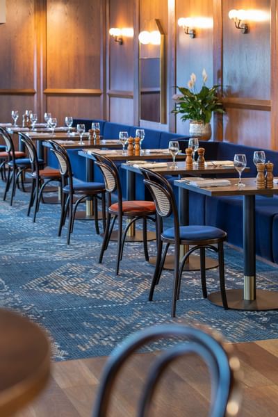 The Reserve Restaurant dining tables at Amora Hotel Melbourne