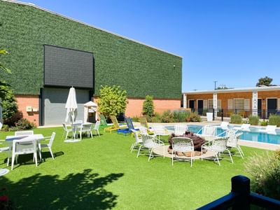 a spacious outdoor courtyard area